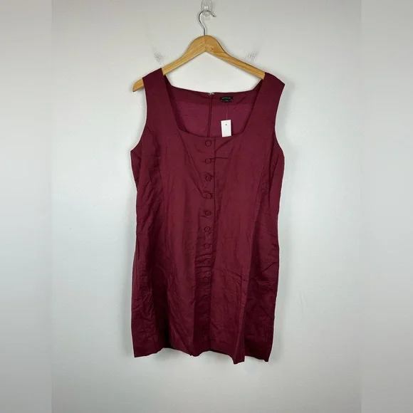 Ann Taylor Linen Blend Square Neck Button Down Midi Dress Women’s 16 NWT - Picture 3 of 8
